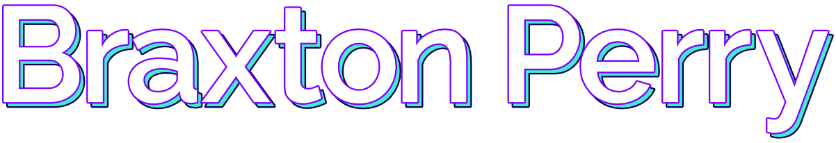 Logo of stylized text 'Braxton Perry'